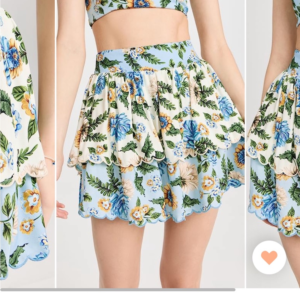Agua Bendita Blue Floral Tiered Mini Skirt